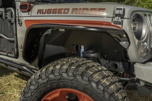 Jeep Wrangler Fender Flares - Front - Rugged Ridge - Aluminum Inner Liner - Black - `18-`22